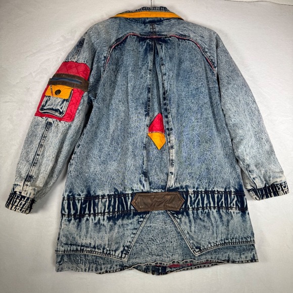 Vintage Current Seen‎ 80s Acid Wash Denim Jacket Plaid Lining Size M - Picture 5 of 11